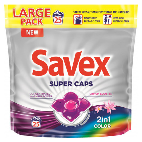 Капсулы для стирки Savex Super Caps 2in1 Color, 25 шт 045547 фото №1