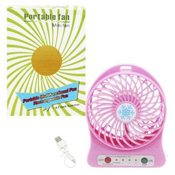Вентилятор настільний Portable fan (рожевий) (28-2) фото №1