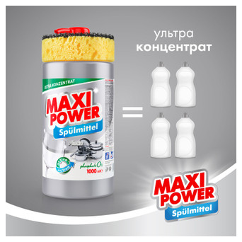 Засіб для ручного миття посуду Maxi Power Платинум 1000 мл (4823098402794) фото №3
