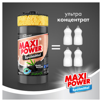Засіб для ручного миття посуду Maxi Power Чорне вугілля 1000 мл (4823098411796) фото №3