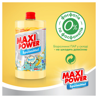 Засіб для ручного миття посуду Maxi Power Банан запаска 1000 мл (4823098411987) фото №5
