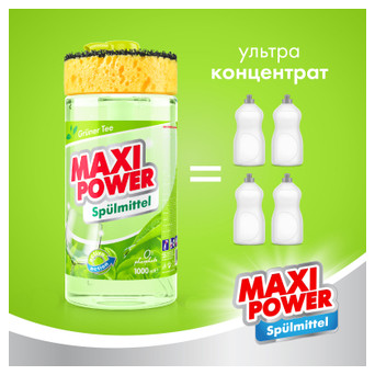 Засіб для ручного миття посуду Maxi Power Зелений чай 1000 мл (4823098411789) фото №3