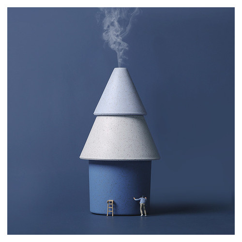 Электронный usb ароматизатор увлажнитель воздуха Nosik Домик Синий с серым (N1) фото №3