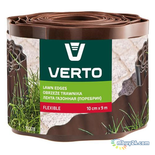 Стрічка Verto газонна 10 cm x 9 m коричнева (15G513) фото №1