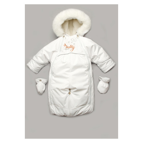 Детский зимний комбинезон-трансформер на меху Baby snow Модный карапуз 03-00739_Belyj_62-80 фото №2