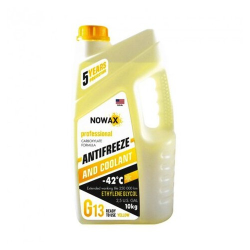 Антифриз G13 жовтий Nowax готова рідина, що охолоджує 10 кг (NX10007) фото №1