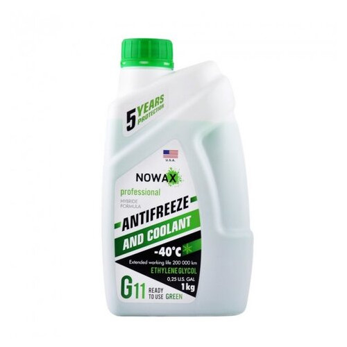 Антифриз NOWAX G11 зелений готова рідина 1 кг (NX01008) фото №1