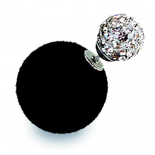 Серьги Biojoux Exotic Double-Ball Crystal Ball / Black Velvet Ball 8/16 мм (BJE603) фото №1