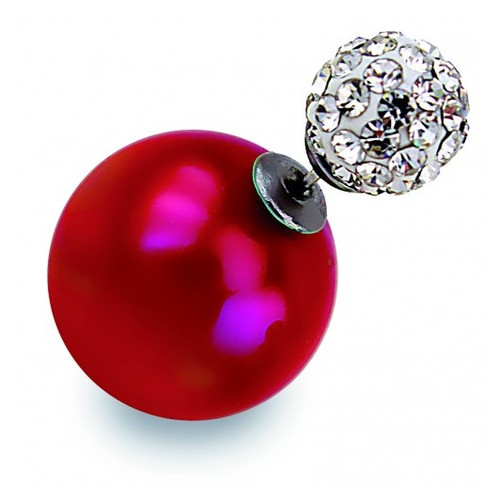 Серьги Biojoux Exotic Double-Ball Crystal Ball / Red Ball 8/16 mm (BJE601) фото №1