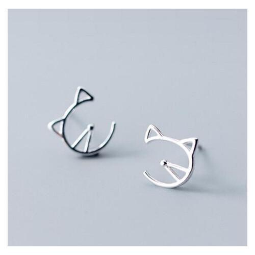 Сережки LifeFLUX Котячі мордочки TenJshunzhu срібні фото №1