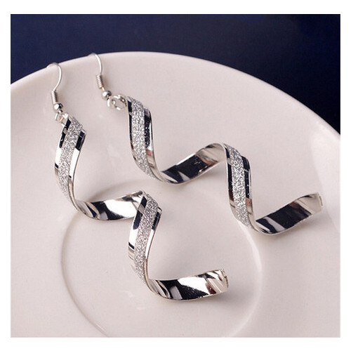 Сережки LifeFLUX Спіральки Genenic довгі сріблясті фото №4