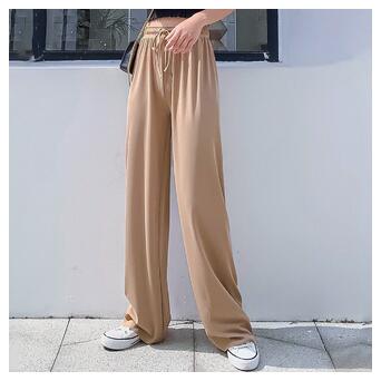 Широкі штани жіночі в рубчик XL-2XL Аceko бежевий фото №1