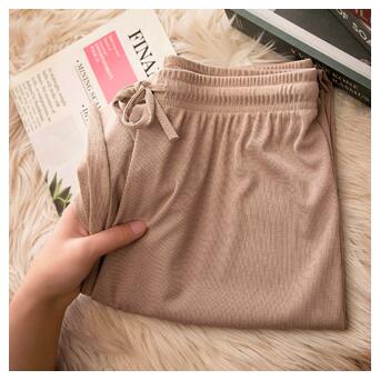 Широкі штани жіночі в рубчик XL-2XL Аceko бежевий фото №2