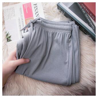 Широкі штани жіночі в рубчик XL-2XL Аceko сірий фото №2