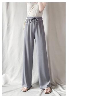 Широкі штани жіночі в рубчик XL-2XL Аceko сірий фото №1