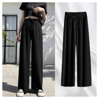 Широкі штани жіночі в рубчик XL-2XL Аceko чорний фото №4