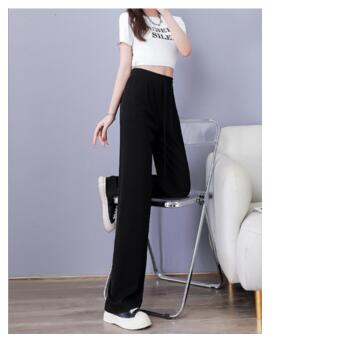 Широкі штани жіночі в рубчик XL-2XL Аceko чорний фото №3