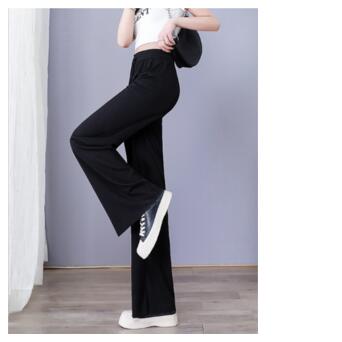 Широкі штани жіночі в рубчик XL-2XL Аceko чорний фото №6
