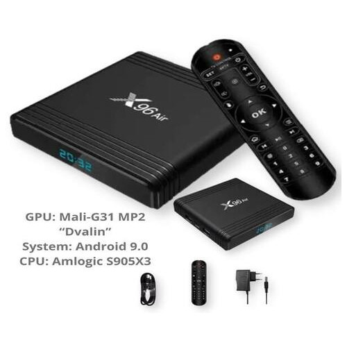 Потужна приставка оснащена високопродуктивним процесором Amlogic S905X3 із відеокартою Mali G31 MP2 Smart TV Box X96 Air 4/32 Чорний (Air4/32 _1768) фото №2