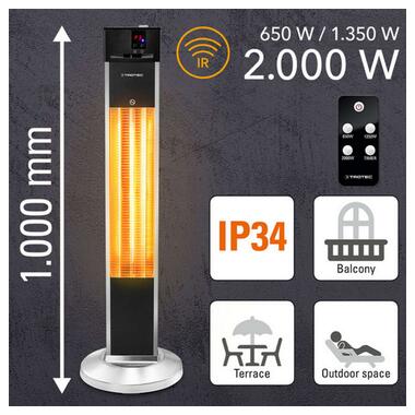 Инфракрасный обогреватель Trotec IRS 2000 E 2000 W Silver/Black 1410003920 фото №7
