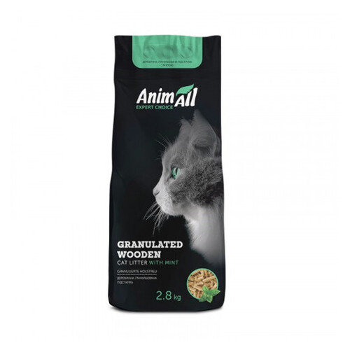 Дерев'яний наповнювач AnimAll для кішок, з ароматом м'яти, 2,8 кг (138870) фото №1