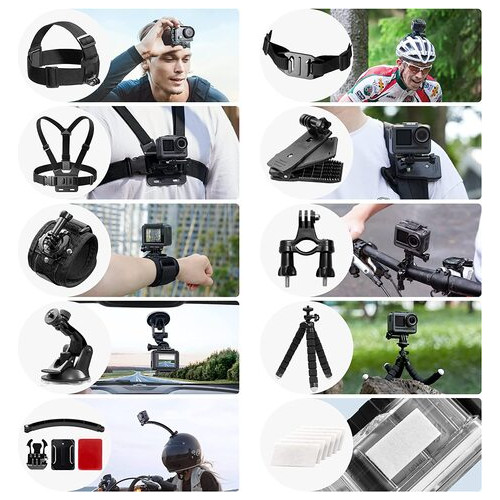 Набір аксесуарів для екшн камер AKASO Outdoor Sports Action Camera Accessories Kit 14 in 1 фото №3