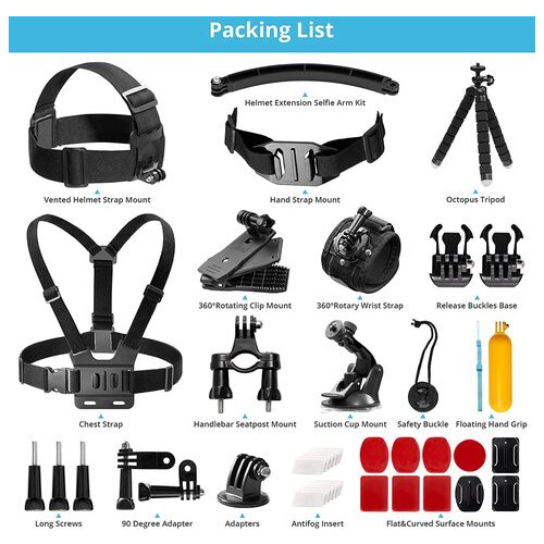 Набір аксесуарів для екшн камер AKASO Outdoor Sports Action Camera Accessories Kit 14 in 1 фото №2
