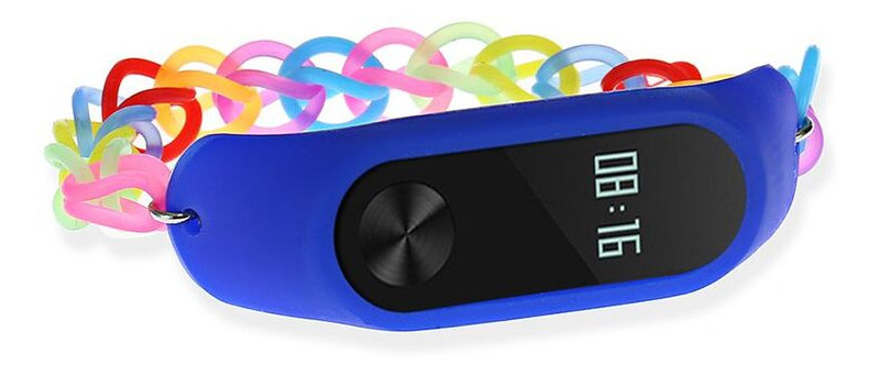 Ремешок UWatch Fashion Rainbow Color Elastic StretchReplacement Silicone Strap For Xiaomi Band 2 Blue фото №2