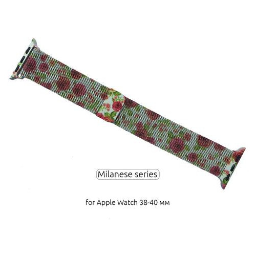 Браслет металевий Armorstandart Milanese Loop для Apple Watch 38mm 40mm Flowers Rose (ARM52961) фото №1