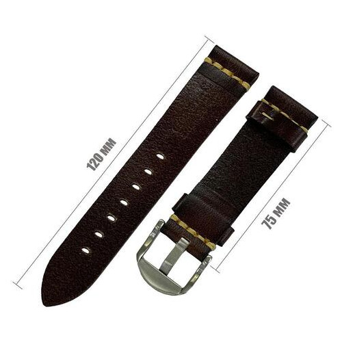 Шкіряний ремінець Primolux C052B Steel buckle для годинника Samsung Gear Sport (SM-R600) - Dark Brown фото №5
