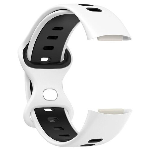 Силіконовий ремінець Primolux Sport для фітнес браслета Fitbit Charge 5 - White&Black / розмір М фото №2