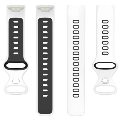 Силіконовий ремінець Primolux Sport для фітнес браслета Fitbit Charge 5 - White&Black / розмір М фото №5