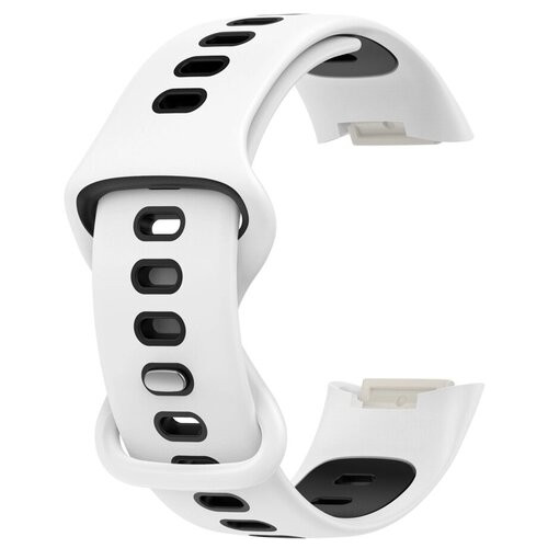 Силіконовий ремінець Primolux Sport для фітнес браслета Fitbit Charge 5 - White&Black / розмір М фото №1