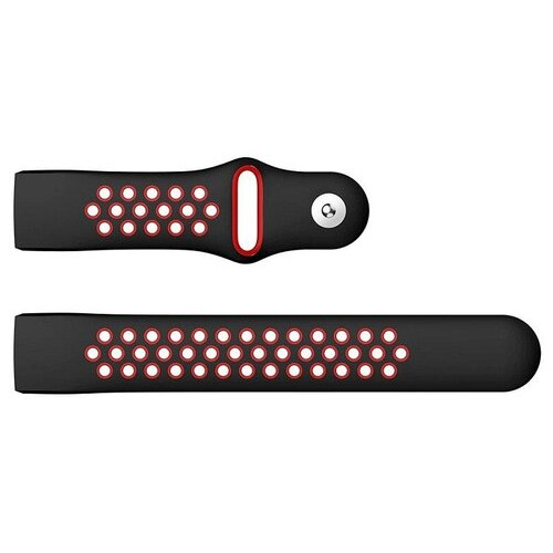 Силіконовий ремінець Primolux з перфорацією для фітнес браслета Fitbit Charge 3/4 - Black&Red / розмір S фото №4