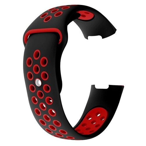 Силіконовий ремінець Primolux з перфорацією для фітнес браслета Fitbit Charge 3/4 - Black&Red / розмір S фото №2