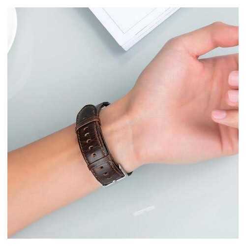Шкіряний ремінець Primo для годинника Samsung Galaxy Watch 3 41mm (SM-R850) - Dark Brown фото №3