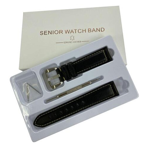 Шкіряний ремінець Primolux F001 Steel buckle для годинника Samsung Galaxy Watch 3 41mm (SM-R850) - Black фото №1