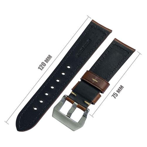 Шкіряний ремінець Primolux F001 Steel buckle для годинника Samsung Galaxy Watch 3 41mm (SM-R850) - Brown фото №1