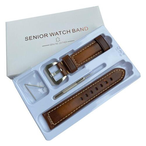 Шкіряний ремінець Primolux F001 Steel buckle для годинника Samsung Galaxy Watch 3 41mm (SM-R850) - Brown фото №4