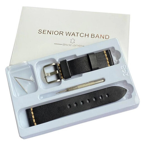 Шкіряний ремінець Primolux C052B Steel buckle для годинника Samsung Galaxy Watch 3 41mm (SM-R850) - Black фото №2