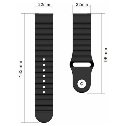 Ремінець BeWatch силіконовий 22мм для Xiaomi Amazfit Pace | Stratos | GTR 47mm LineS Чорний фото №9