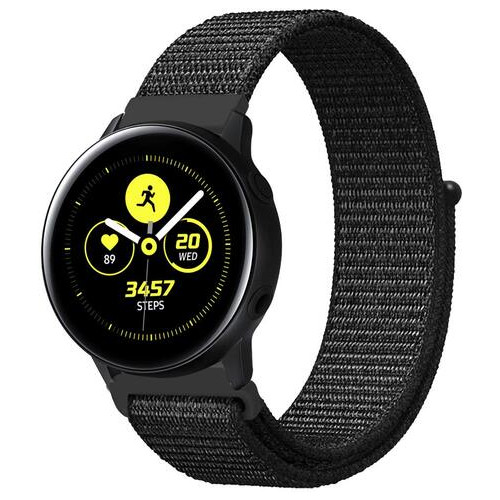 Ремінець BeWatch нейлоновий липучка для Samsung Galaxy Watch Active Чорний (1011301.2) фото №2