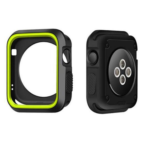 Силіконовий захисний корпус Primo для Apple Watch 42mm - Black / Yellow фото №2