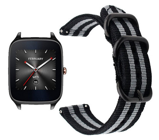 Нейлоновий ремінець Primo Traveller для годинника Asus ZenWatch 2 (WI501Q) - Black&;Grey фото №3