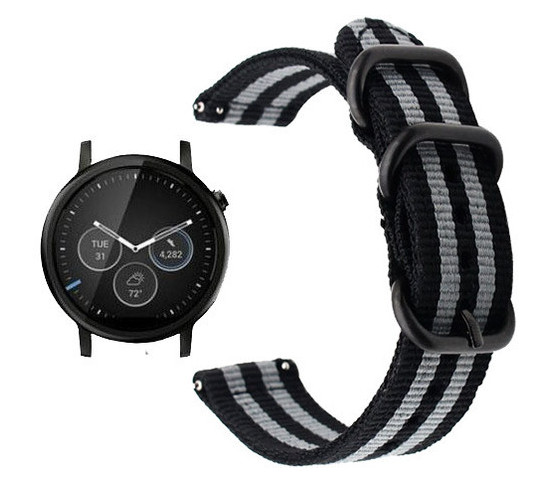 Нейлоновий ремінець Primo Traveller для годинника Motorola Moto 360 2nd gen (46mm) - Black&;Grey фото №2