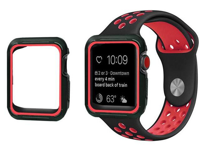 Силіконовий захисний корпус Primo для Apple Watch 40mm - Black / Red фото №1