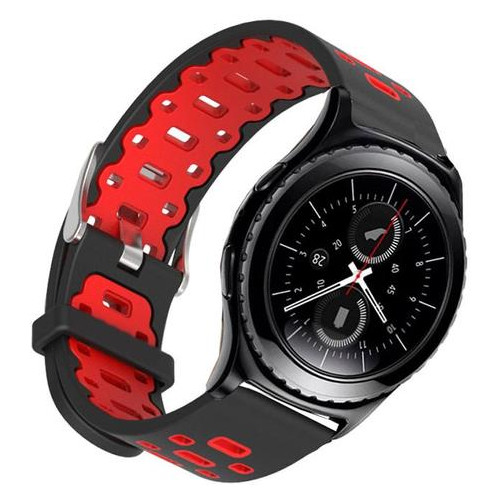 Спортивний ремінець Primo Perfor Classic для годинника Samsung Gear S2 Classic SM-R372 / R735 - Black&;Red фото №3
