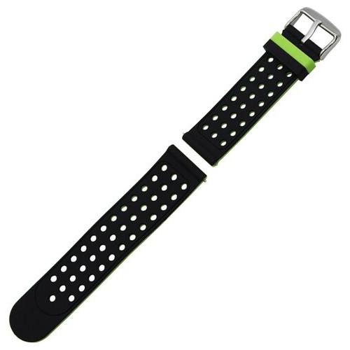 Двосторонній ремінець з перфорацією Primo для годинника Asus ZenWatch 2 (WI501Q) Black&Green фото №4