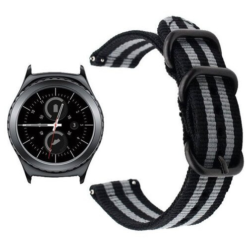 Нейлоновий ремінець Primo Traveller для годинника Samsung Gear S2 Classic SMR732 / RM735 Black&Grey фото №1
