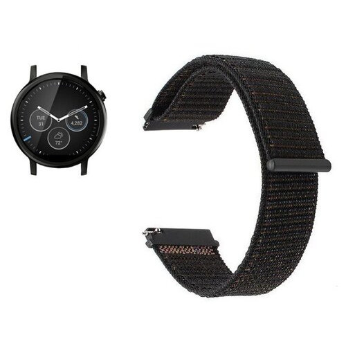 Нейлоновий ремінець Primo для годинника Motorola Moto 360 2nd gen (46mm) Black фото №1